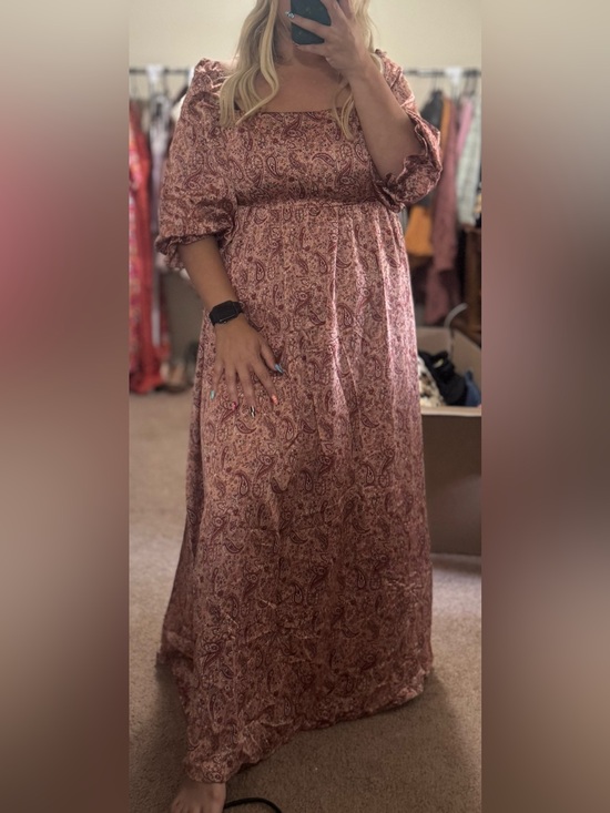 Pink Lily Dresses & Skirts - Paisley Maxi Dress in Rust and Burgundy by Pink Lily